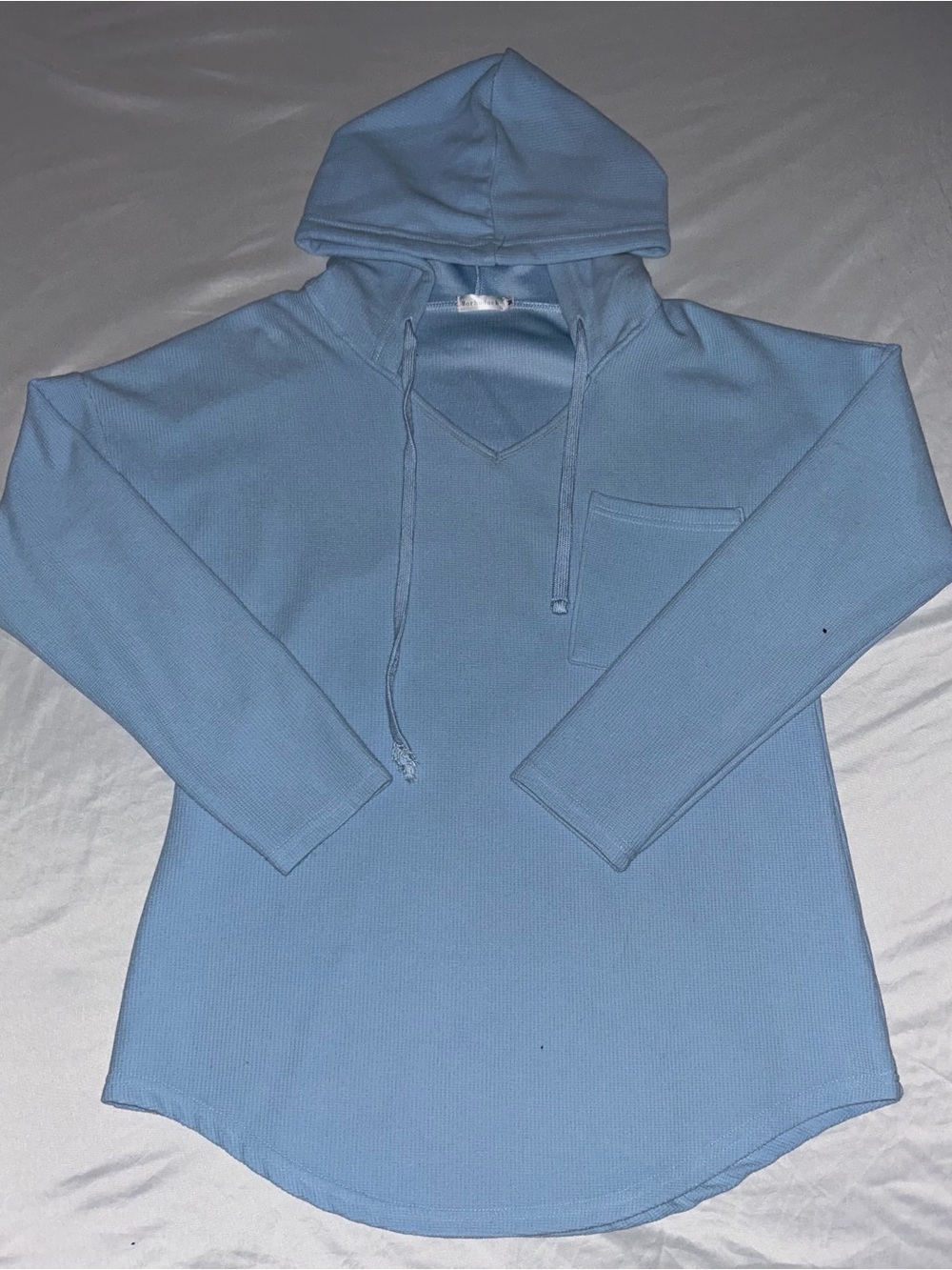 Morhduck Light Blue Women's Hooded Waffle hoodie